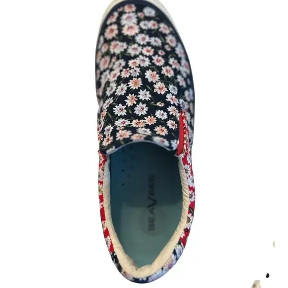 SeaVees Women's Hawthorne Slip On Daisy Patchwork Size 9 Floral Spring - Picture 7 of 9